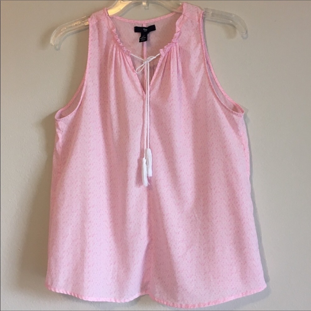 Floral Tassel Gap Top Pink Sleeveless Top. NWOT. Med.